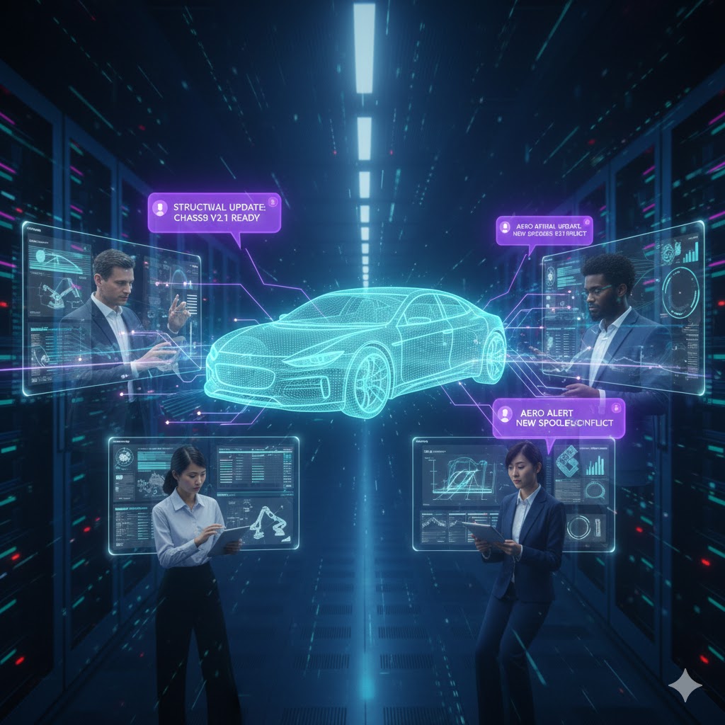 Global team collaborating on a single digital vehicle model